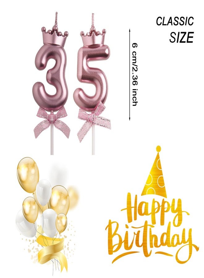 AOOLADA 35th 53rd Birthday Candles, Rose Gold 53 35 Year Old Cake Topper Number Birthday Candles, Birthday Party Decorations Gifts for Women Men - Image 2